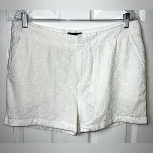 Cynthia Rowley Chino Shorts Anthro Eyelet White Cotton Mid Rise Size 12 (L)